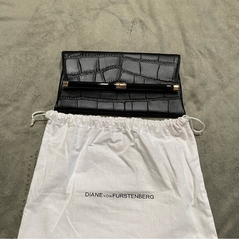 Diane Von Furstenberg croc envelope clutch